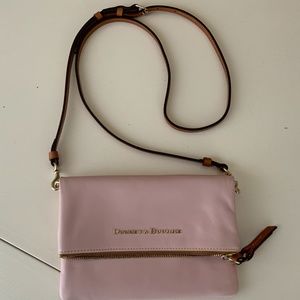 Dooney & Bourke Fold Over Leather Pink Crossbody Handbag